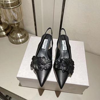 Fortok Jimmy Choo Amita Flowers 45 Slingback Pumps in Black