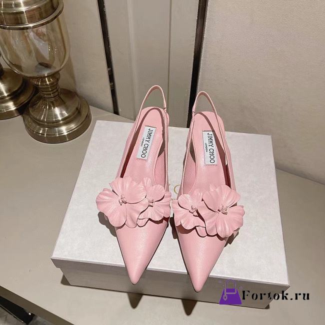 Fortok Jimmy Choo Amita Flowers 45 Slingback Pumps in Pink - 1