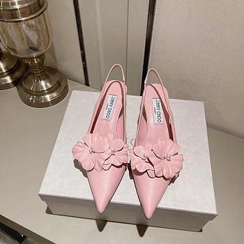 Fortok Jimmy Choo Amita Flowers 45 Slingback Pumps in Pink