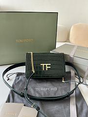 Fortok Tom Ford Crocodile Pattern Shoulder Bag in Green 16x10x4cm - 1