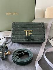 Fortok Tom Ford Crocodile Pattern Shoulder Bag in Green 16x10x4cm - 3