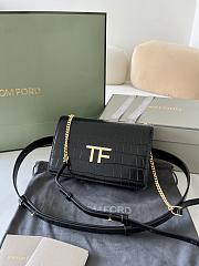 Fortok Tom Ford Crocodile Pattern Shoulder Bag in Black 16x10x4cm - 5