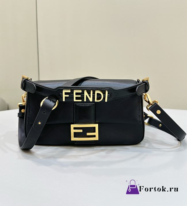 Fortok Fendi Baguette Handle Bag Black 27x6x13cm - 1