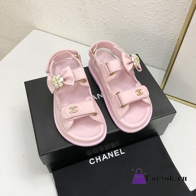 Fortok Chanel Velcro Sandals in Pink  - 1