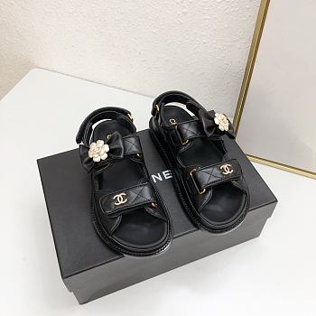 Fortok Chanel Velcro Sandals in Black