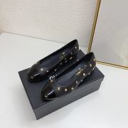 Fortok Chanel Heart Flower Patterns Star Logo Ballet Shoes Black - 1