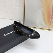 Fortok Chanel Heart Flower Patterns Star Logo Ballet Shoes Black - 4