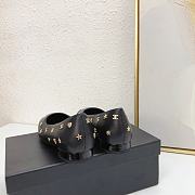 Fortok Chanel Heart Flower Patterns Star Logo Ballet Shoes Black - 5