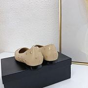 Fortok Chanel Heart Flower Patterns Star Logo Ballet Shoes Beige - 6