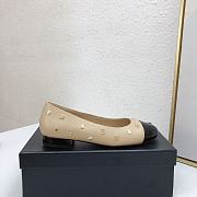 Fortok Chanel Heart Flower Patterns Star Logo Ballet Shoes Beige - 4