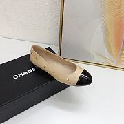 Fortok Chanel Heart Flower Patterns Star Logo Ballet Shoes Beige - 3