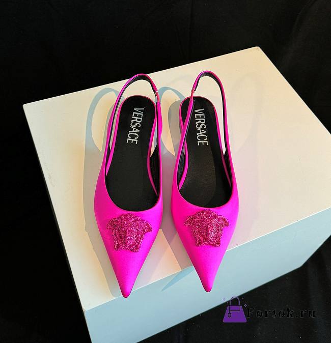 Fortok Versace Pink La Medusa Slingback Flats - 1