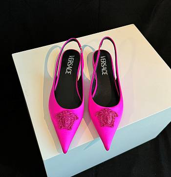 Fortok Versace Pink La Medusa Slingback Flats