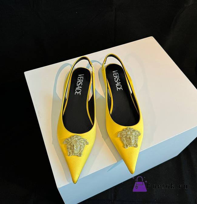 Fortok Versace Yellow La Medusa Slingback Flats - 1