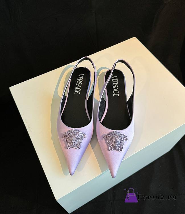 Fortok Versace Purple La Medusa Slingback Flats - 1