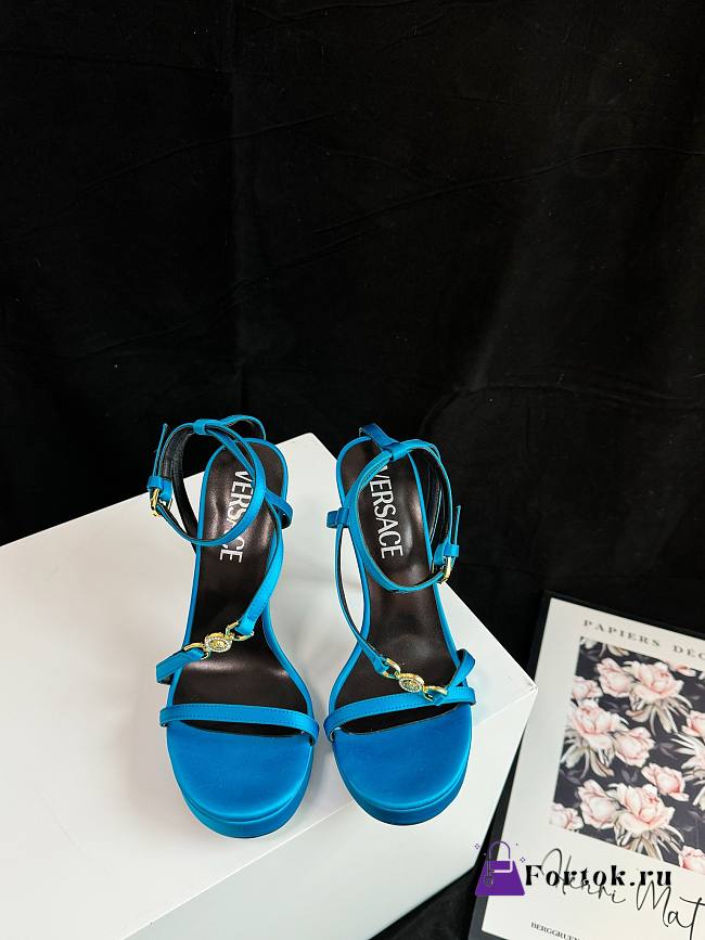 Fortok Versace Medusa Satin Sandals Blue - 1