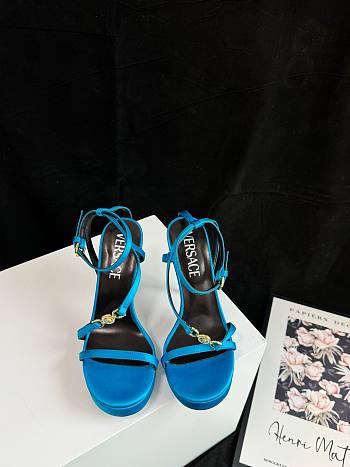 Fortok Versace Medusa Satin Sandals Blue