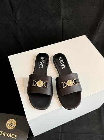 Fortok Versace Black Satin Logo Slides