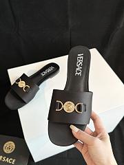 Fortok Versace Black Satin Logo Slides - 6