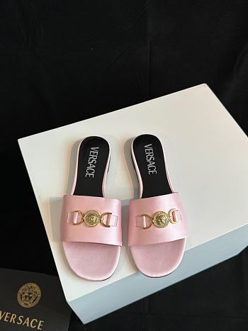 Fortok Versace Pink Satin Logo Slides