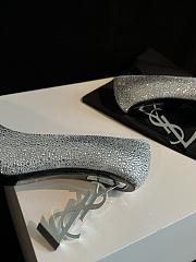 Fortok Saint Laurent Classic Crystal High Heels Silver - 6