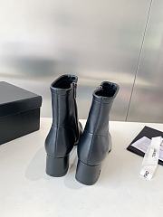 Fortok Chanel Chunky Heel Short Boots Black - 5