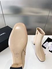 Fortok Chanel Chunky Heel Short Boots Beige - 3