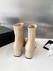 Fortok Chanel Chunky Heel Short Boots Beige - 6