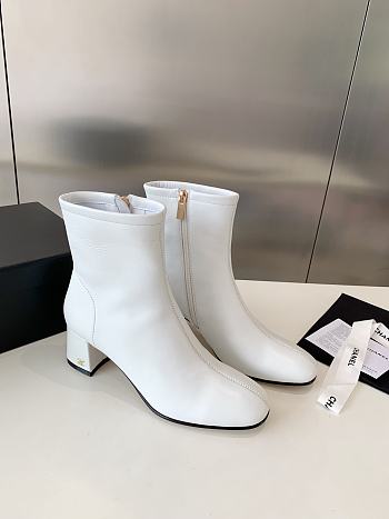 Fortok Chanel Chunky Heel Short Boots White