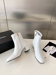 Fortok Chanel Chunky Heel Short Boots White - 5
