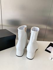Fortok Chanel Chunky Heel Short Boots White - 4