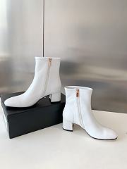 Fortok Chanel Chunky Heel Short Boots White - 3