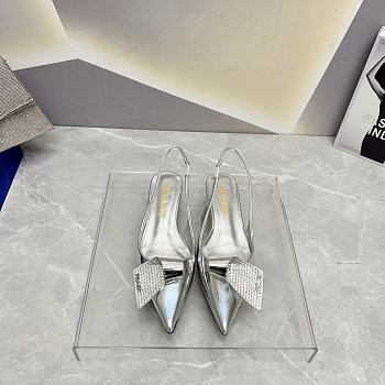 Fortok Prada Silver Crystal-embellished Slingback Pumps