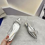 Fortok Prada Silver Crystal-embellished Slingback Pumps - 6