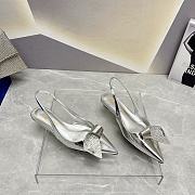 Fortok Prada Silver Crystal-embellished Slingback Pumps - 2