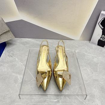 Fortok Prada Gold Crystal-embellished Slingback Pumps