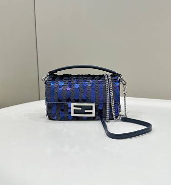 Fortok Fendi Baguette Bag With Gradient Blue Sequins 19x5x11cm