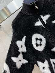 Fortok Louis Vuitton Night Monogram Mink Collar Zipper Cardigan - 5