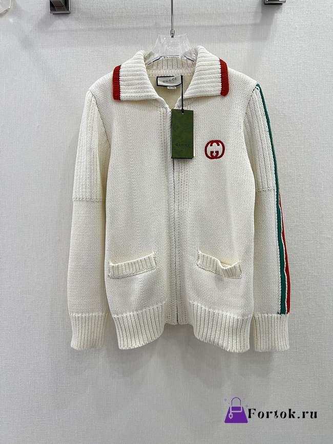 Fortok Gucci 24 Knitted Cardigan With GG Interlocking Embroidery - 1