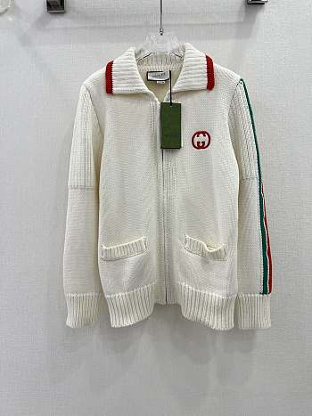 Fortok Gucci 24 Knitted Cardigan With GG Interlocking Embroidery