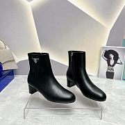 Fortok Prada Zipper Thick Heel Short Boots Black - 1