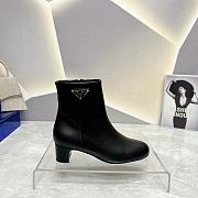 Fortok Prada Zipper Thick Heel Short Boots Black - 6