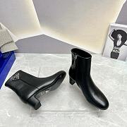 Fortok Prada Zipper Thick Heel Short Boots Black - 2