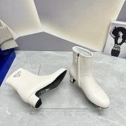 Fortok Prada Zipper Thick Heel Short Boots White - 4