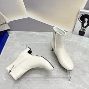 Fortok Prada Zipper Thick Heel Short Boots White - 3