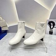 Fortok Prada Zipper Thick Heel Short Boots White - 2