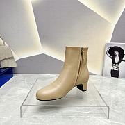 Fortok Prada Zipper Thick Heel Short Boots Beige - 4