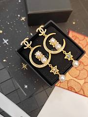 Fortok Chanel Vintage Button Pair Earrings Pierce Star Pearl Black Gold - 6