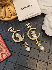 Fortok Chanel Vintage Button Pair Earrings Pierce Star Pearl Black Gold - 2