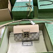 Fortok Gucci Metallic Padlock Light Pink Leather Bag With Horsebit Print 774342 10x18x5cm - 1